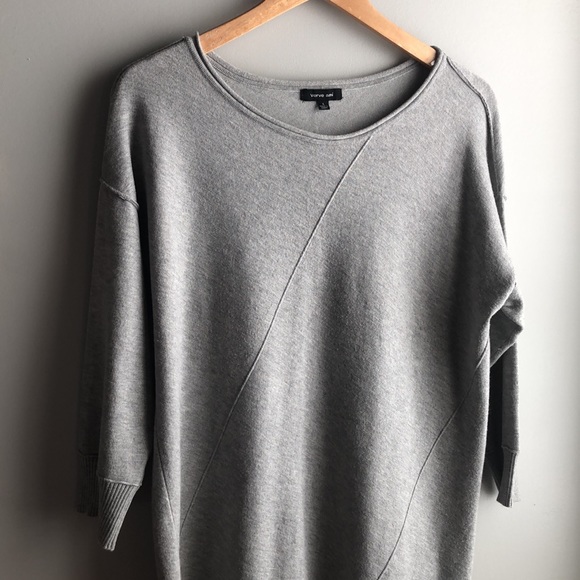 Verve Ami Gray Long Asymmetrical Sweater Shirt Large - Picture 2 of 8